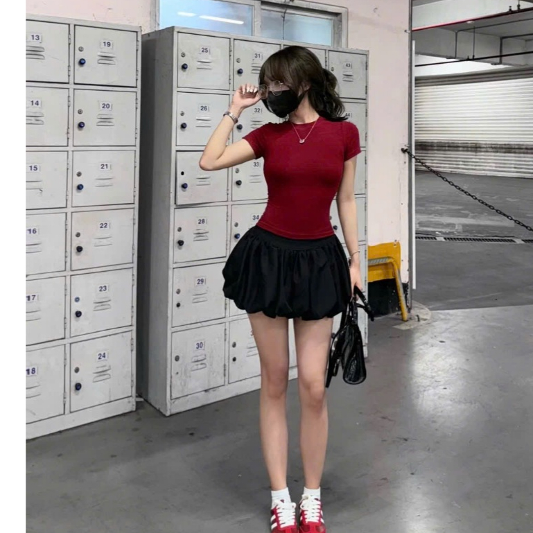 ÁO THUN NỮ ÔM BODY CỔ TRÒN COTTON MỊN CỘC TAY THẮT EO TÔN DÁNG QUYẾN RŨ MÁT MẺ MÙA HÈ NỮ m666 | BigBuy360 - bigbuy360.vn
