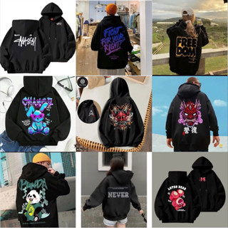 Áo Hoodie HOT unisex nam nữ có big size, Chữ ký tím phối màu, Mặt quỷ lửa đỏ + hồng Panda, Gấu lotso ngược
