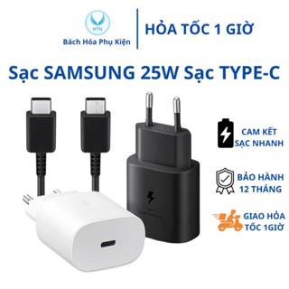 Bộ sạc nhanh Samsung 25W 2 đầu Type-C Dùng cho Note 10/20,A71, S20 Ultra Bảo Hành 12 Tháng