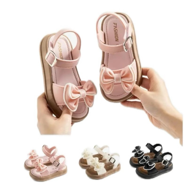 Sandal nơ cho bé gái chất liệu cao su non êm mềm nhẹ chống nước