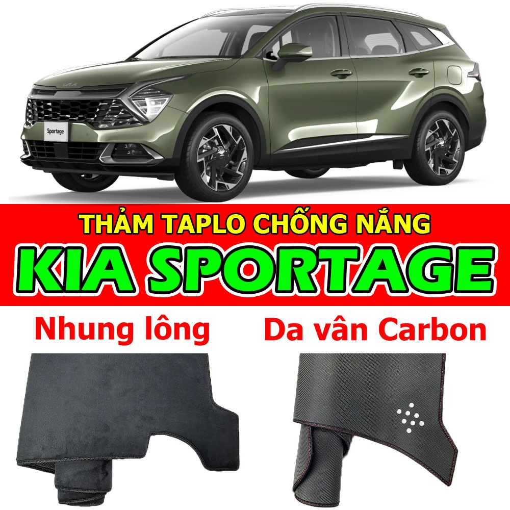 Thảm Taplo KIA SPORTAGE bằng Nhung lông, Da vân Carbon