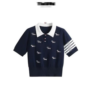 Áo Len PoLo Cộc Tay Hình Thêu Cún Len QC siêu đẹp