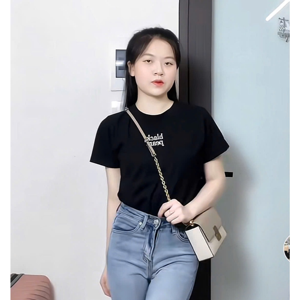 Áo thun baby tee nữ cổ tròn tay ngắn thêu hình black fearl A142 SUTANO | BigBuy360 - bigbuy360.vn