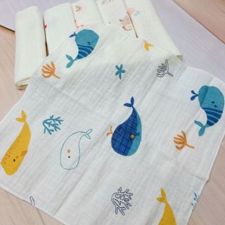 [Set 5 khăn] Khăn sữa cho bé, khăn xô muslin 2 lớp cho bé, mềm mại, thấm hút tốt