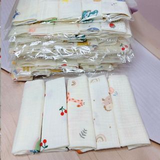 [Set 5 khăn] Khăn sữa cho bé, khăn xô muslin 2 lớp cho bé, mềm mại, thấm hút tốt