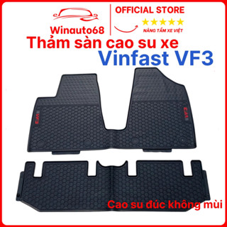 Thảm lót sàn cao su xe Vinfast VF3, Hàng cao su đúc không mùi, dễ vệ sinh, màu đen - 1 bộ 2 tấm cao cấp