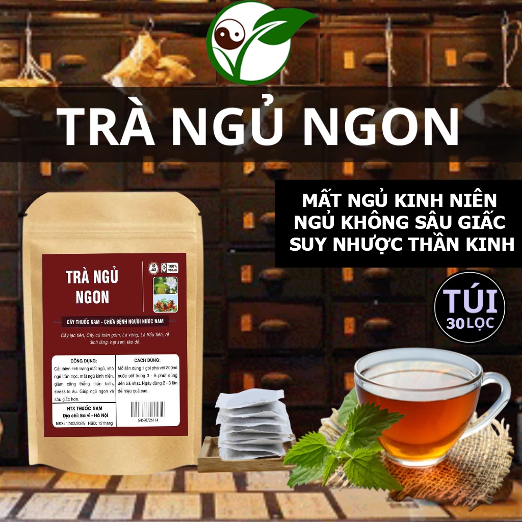 Trà An Thần Ngủ Ngon -Thảo Mộc Xanh Farm - Suy Nhược Thần Kinh, Mất Ngủ, Stress, Mệt Mỏi, Tâm Bất An Bịch 30 Lọc