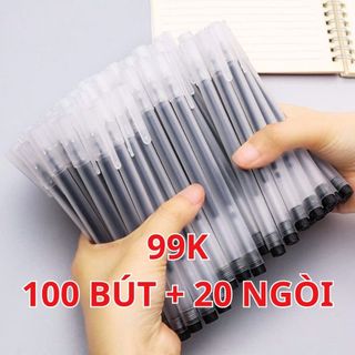   Tặng 20 ngòi  Combo 100 Bút gel nước vỏ nhám khô nhanh ngòi bút 0.5mm màu xanh đen đỏ - Sun Store 