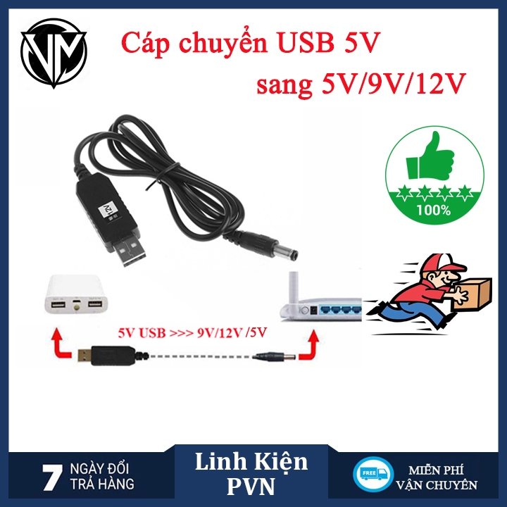Cáp Chuyển Đổi Điện Áp 5V Sang 5V Hoặc 9V Hoặc 12V