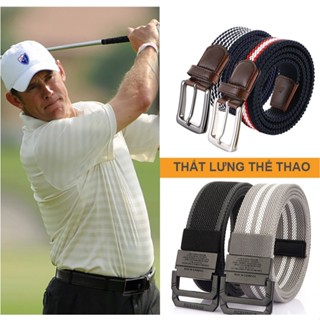 Thắt lưng Golf nam co giãn dây dù cao cấp Thiết kế dây thun đan phối da rất sang trọng có hộp đựng làm quà tặng