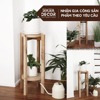 Kệ gỗ 2 tầng để bình nước 20L chân gỗ để cây cảnh sơn phủ chống ẩm mốc CCG14