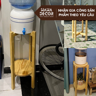 Kệ 2 tầng để bình nước 20L chân gỗ để cây cảnh sơn phủ chống ẩm mốc CCG14-NM