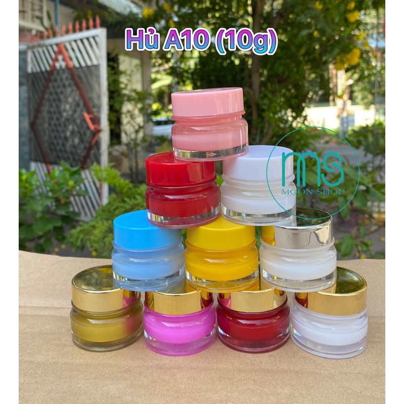 Combo 10 hủ nhựa A10 đựng 10g kem face có nắp lót