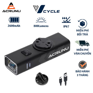 [Chính hãng Acrunu] Đèn pha xe đạp siêu sáng 800 Lumens | Đèn xe đạp gắn pad đồng hồ