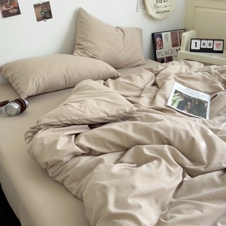 Bộ Chăn Ga Gối Cotton Tici Emmidecor Mẫu Be full notag dùng cho homestay, villa, nhà nghỉ