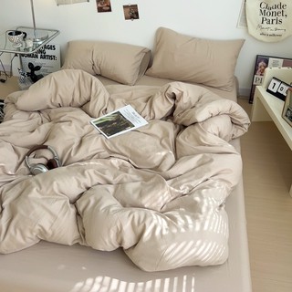 Bộ Chăn Ga Gối Cotton Tici Emmidecor Mẫu Be full notag dùng cho homestay, villa, nhà nghỉ