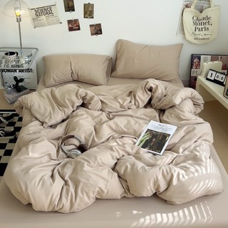 Bộ Chăn Ga Gối Cotton Tici Emmidecor Mẫu Be full notag dùng cho homestay, villa, nhà nghỉ