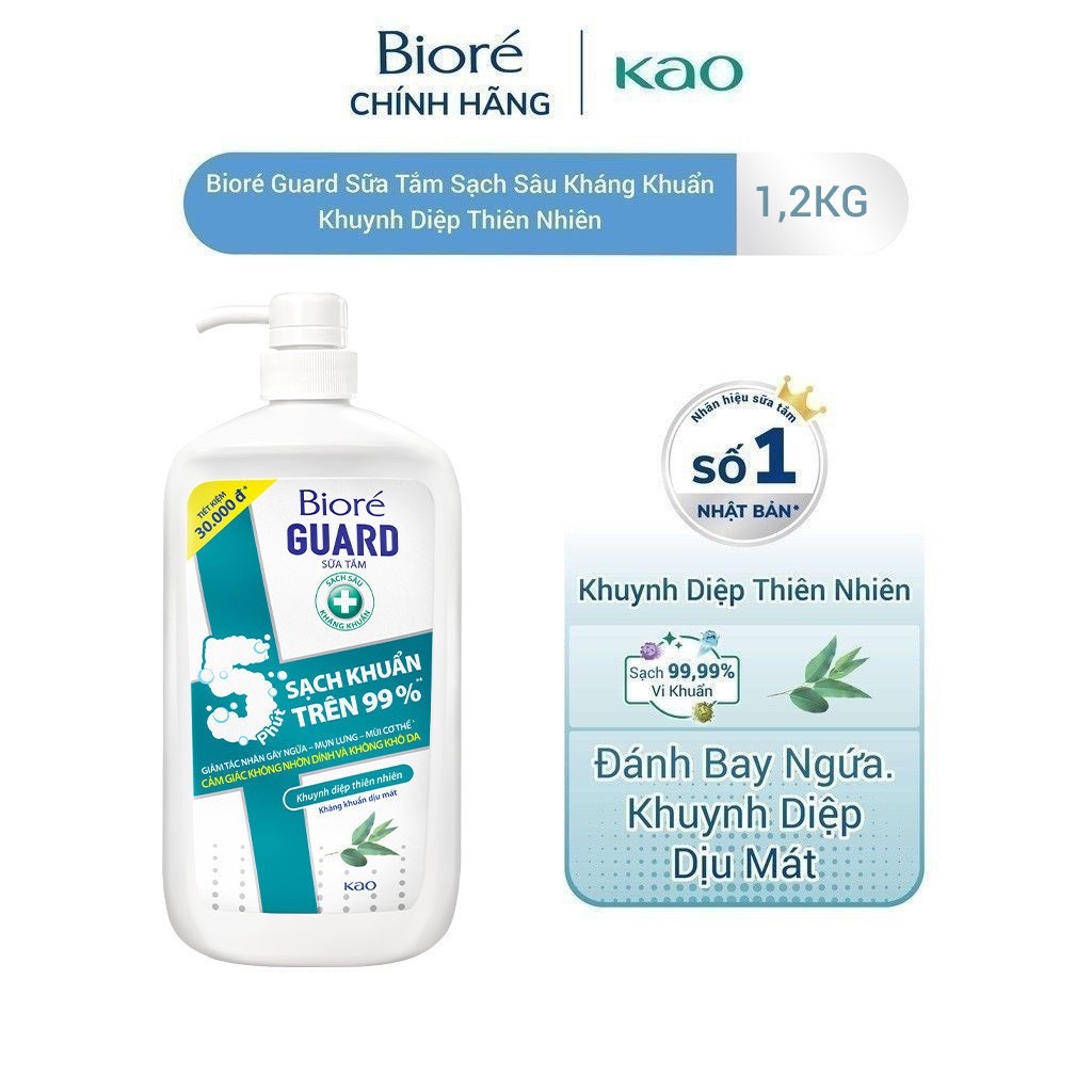 Sữa tắm Biore Guard sạch khuẩn 99% chai 1,2kg