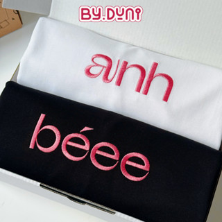 Áo thun THÊU cặp đôi BY.DUNI nam nữ form rộng Local Brand tay lỡ unisex, áo cặp bạn thân ANH BÉEE