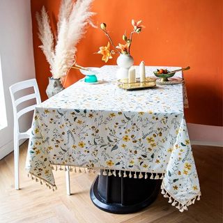   1m*1m5*2M  Khăn trải bàn lớn họa tiết Vintage viền tua rua xinh. vải họa tiết giáng sinh caro hoa 