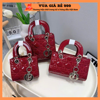  Túi xách nữ đeo chéo lady da bóng đỏ đô 3 size hot trend vừa điện thoại đi chơi đi tiệc thời trang sang chảnh DC3583 