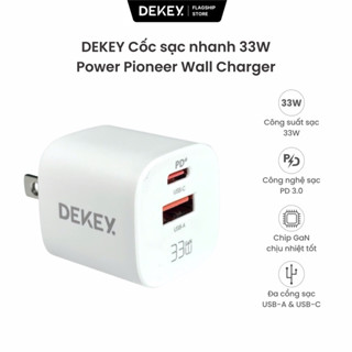 [Đặc Biệt] Cốc sạc DEKEY Sạc Nhanh 33W 2 Cổng Sạc USB-C + USB-A Bảo Hành 18 Tháng Cho IP và samsung