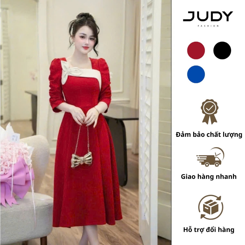  Váy thiết kế công sở nữ dáng xòe Đầm trung niên cho mẹ U40 sang trọng - JUDY 009 