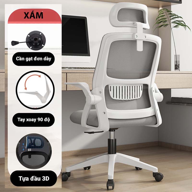 CÓ HỎA TỐC Ghế văn phòng công thái học chân xoay có tựa đầu thoải mái dễ chịu kiểu dáng mới 2025 | BigBuy360 - bigbuy360.vn