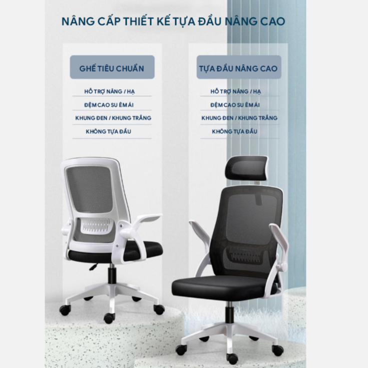 CÓ HỎA TỐC Ghế văn phòng công thái học chân xoay có tựa đầu thoải mái dễ chịu kiểu dáng mới 2025 | BigBuy360 - bigbuy360.vn