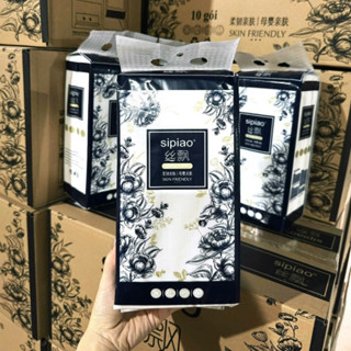 Thùng 10 Bịch Giấy Rút Treo Tường SIPIAO Black 1100 Tờ - Nội Địa Trung Cao Cấp , Khăn Giấy Ăn Rút Tặng Kèm Móc