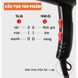 Máy Sấy Tóc Tạo Kiểu 2 Chiều Nóng Lạnh Công Suất Lớn 6000W (Tặng Kèm Đầu Thổi)