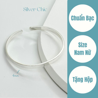 Vòng tay bạc CUFF trơn nam nữ SILVER CHIC LT16 bạc 950