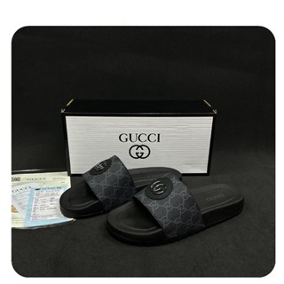 Dép quai ngang GC nam nữ, dép dán GUCCI thiết kế sang trọng đế cao su non hot trend full bill box