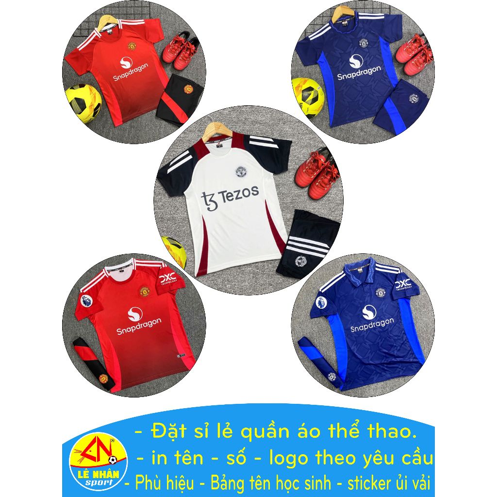 Áo bóng đá MU - Man united in theo yêu cầu, vải thun lạnh, logo áo quần thêu, #Lenhansport