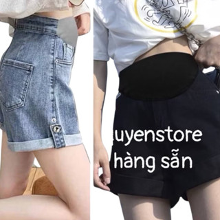 Quần Đùi Bầu💓FREESHIP💓Quần Short Jean Bầu Ống Rộng Siêu Đẹp Mặc Hè Q2