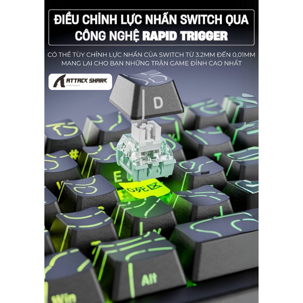 Bàn phím Cao Cấp Rapid Trigger Attack Shark X68 HE New 2025 Keycap Xuyên Led Polling Rate 8.000Hz | BigBuy360 - bigbuy360.vn