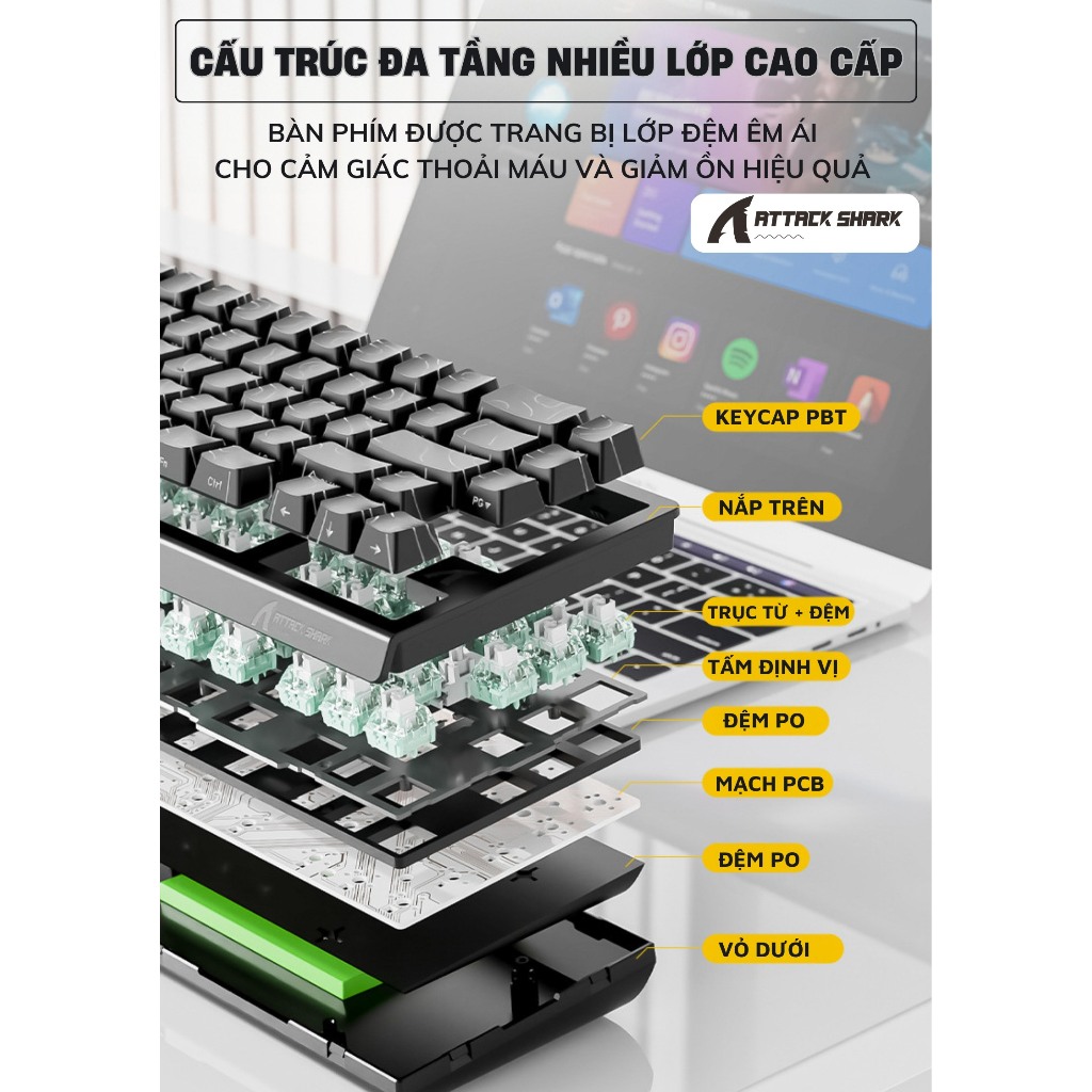 Bàn phím Cao Cấp Rapid Trigger Attack Shark X68 HE New 2025 Keycap Xuyên Led Polling Rate 8.000Hz | BigBuy360 - bigbuy360.vn