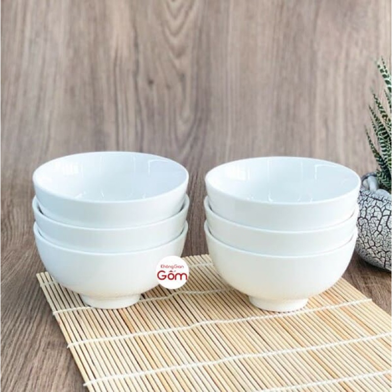 Bộ 6 bát ăn cơm - trắng sứ Minh Châu