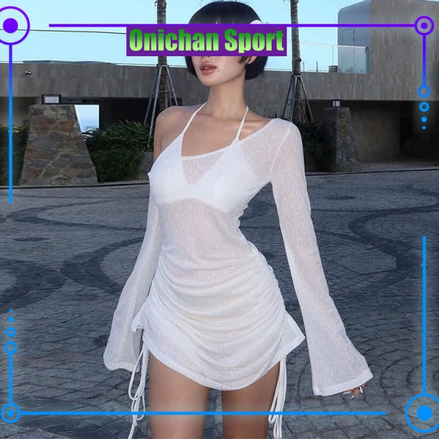 Set Bikini 3 Món Kèm Áo Trễ Vai Tay Loe, Bikini Tam Giác Phối Đầm Nhún Sexy [Có BánLẻ] - OS109 | BigBuy360 - bigbuy360.vn