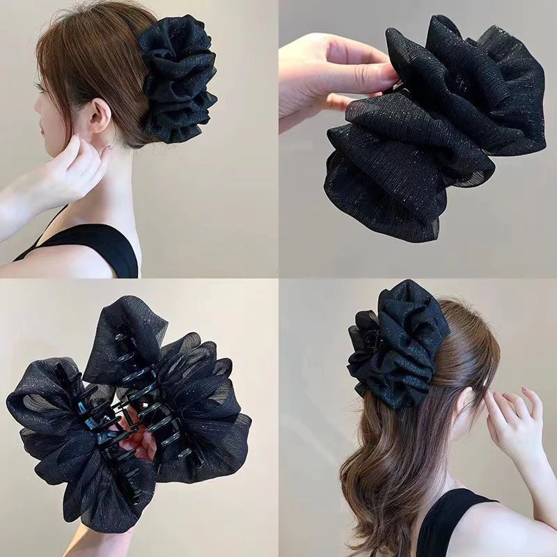 KT10 Kẹp tóc nơ voan lớn - Phụ kiện tiểu thư nữ tính, bồng bềnh như đám mây 🌸🌸🌸