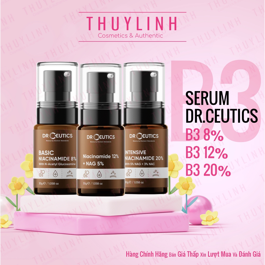 Serum DrCeutics B3 Niacinamide Giảm Thâm, Sáng Da, Hỗ Trợ Kiềm Dầu 30ml