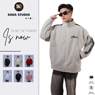 Áo Hoodie Nỉ Bông Unisex Form Rộng Kẻ Sọc Hot Trend- Soda Studio-Áo Khoác Cổ Cao Nam Nữ Top Menswear