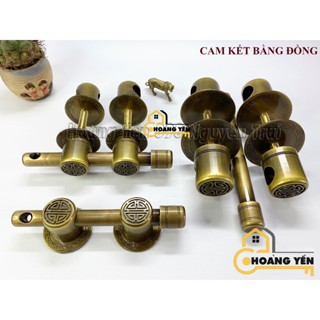 Bộ khoá truỳ đồng chữ thọ, then chùy cài cửa bằng đồng thau, Bộ khoá cửa Bức bàn, chốt cửa đồng thau nhà cổ nhà thờ