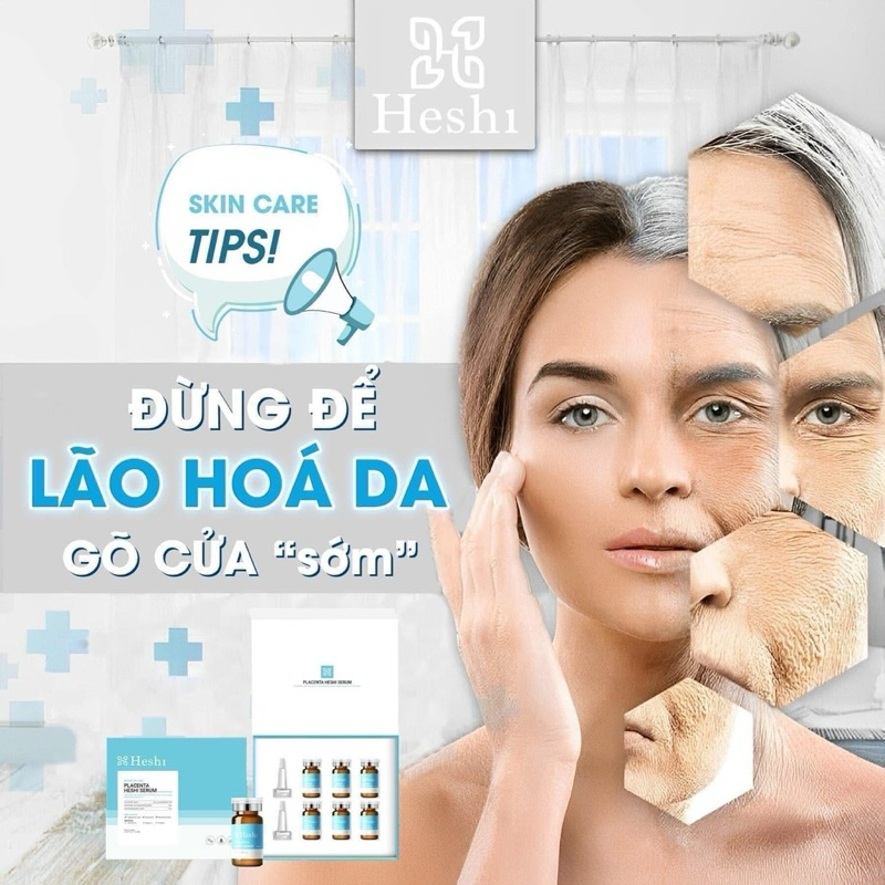Tế bào gốc trẻ hoá tái tạo Placental Heshi serum một hộp 6 lọ