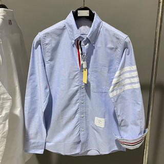 ÁO SƠ MI THOM XANH, SỌC ĐÔ, VIỀN BO TAY, OXFORD DÀY