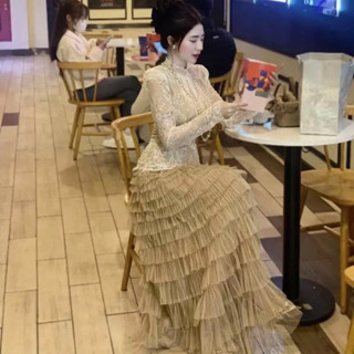  chân vay lưới ren nhiêu tầng dáng dài xòe rộng công chúa  dài váy 90-100cm  