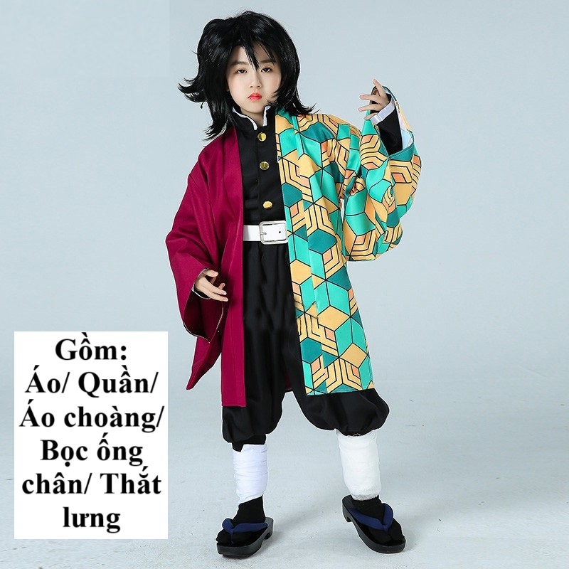 (Trẻ Em) Trang Phục Hóa Trang Thủy Trụ Tomioka Giyuu Trong Anime Demon Slayer Cosplay Giyuu Kimetsu 