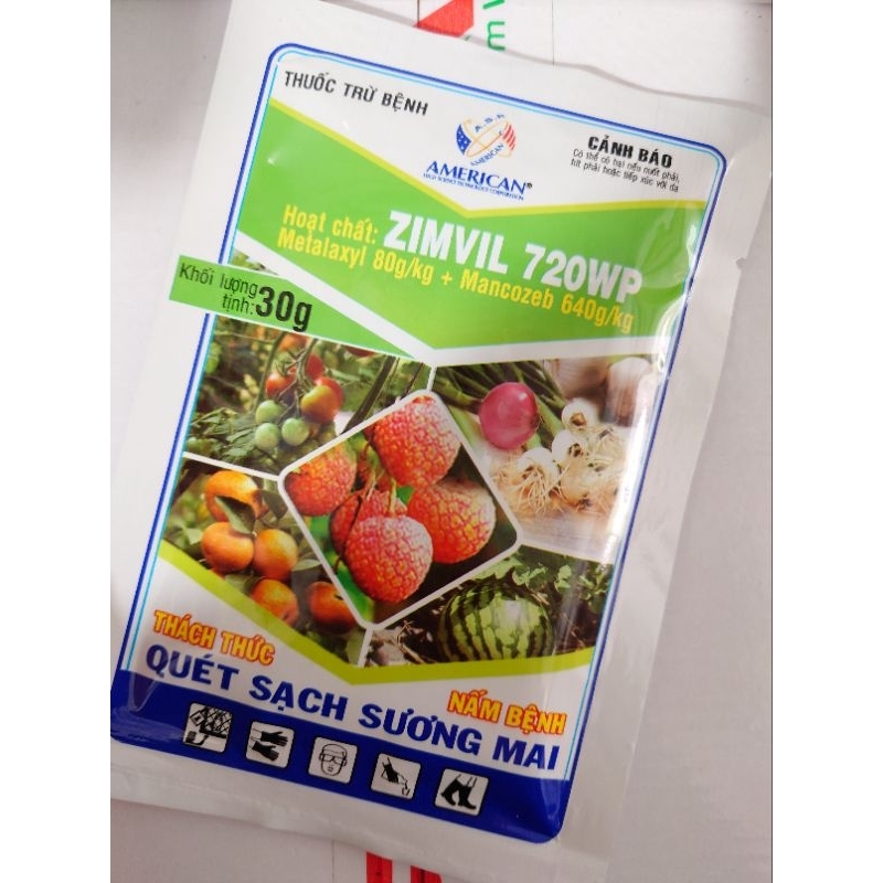 ZimVIL 720WP Thách thức Nấm bệnh Quét sạch sương mai 30g