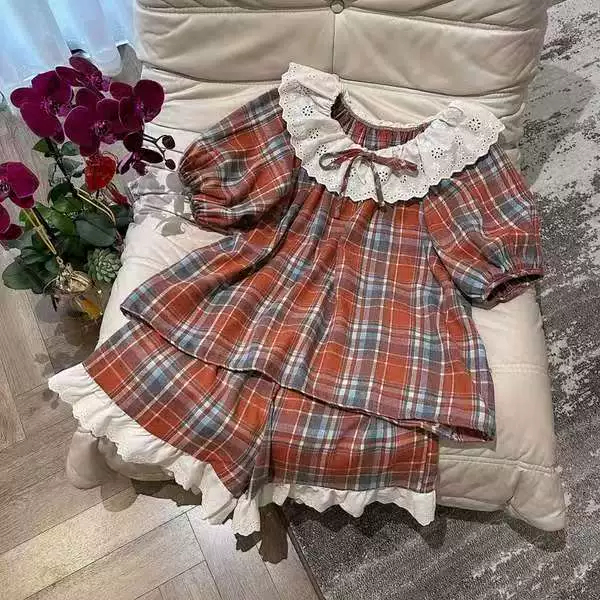 Bộ Cotton Thô Mặc Nhà Pijama Nữ Chất Thô Quảng Châu Cao Cấp Mát Mềm Mịn Elsa Pijama