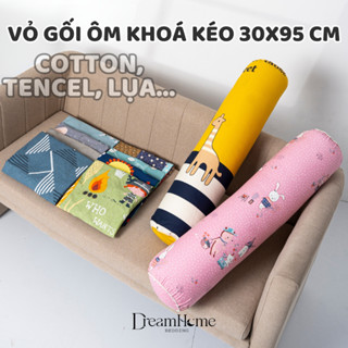 Vỏ Gối Ôm Kéo Khóa Cotton 100% Dài 95cm, Áo Gối Ôm Dây Kéo Vừa Ruột Gối Ôm 35x100 Dreamhomebedding